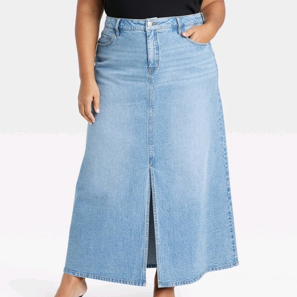 AVA & VIV Denim skirt A-line Med clean blue - Picture 7 of 7